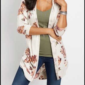 Maurices floral hooded duster cardigan